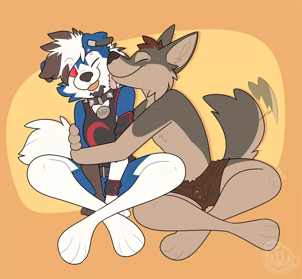 *smooch* *blep* (art by NowandLater) posted by Bonkers_Reee