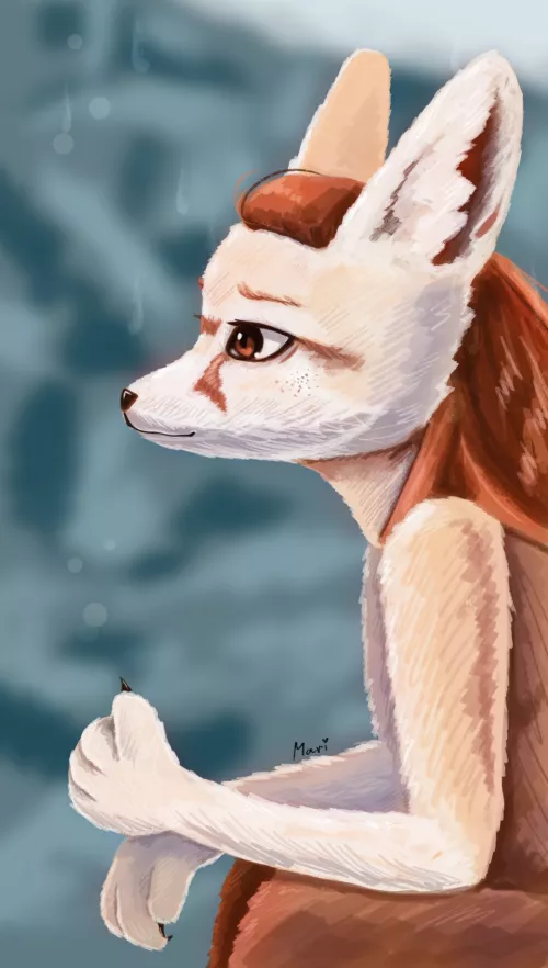 Still thinking about how do I want my fursona to look like,, (art by me) by Mari-san-20