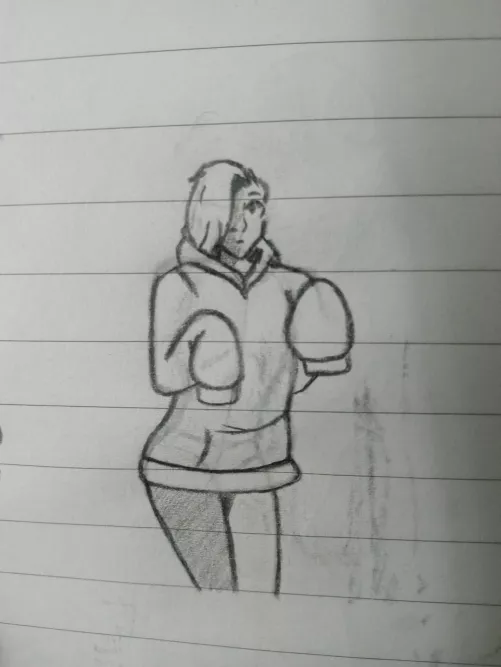 Wearing oversized hoodies...it's his boyfriend's (Bluertiger) by Hoofedhickory