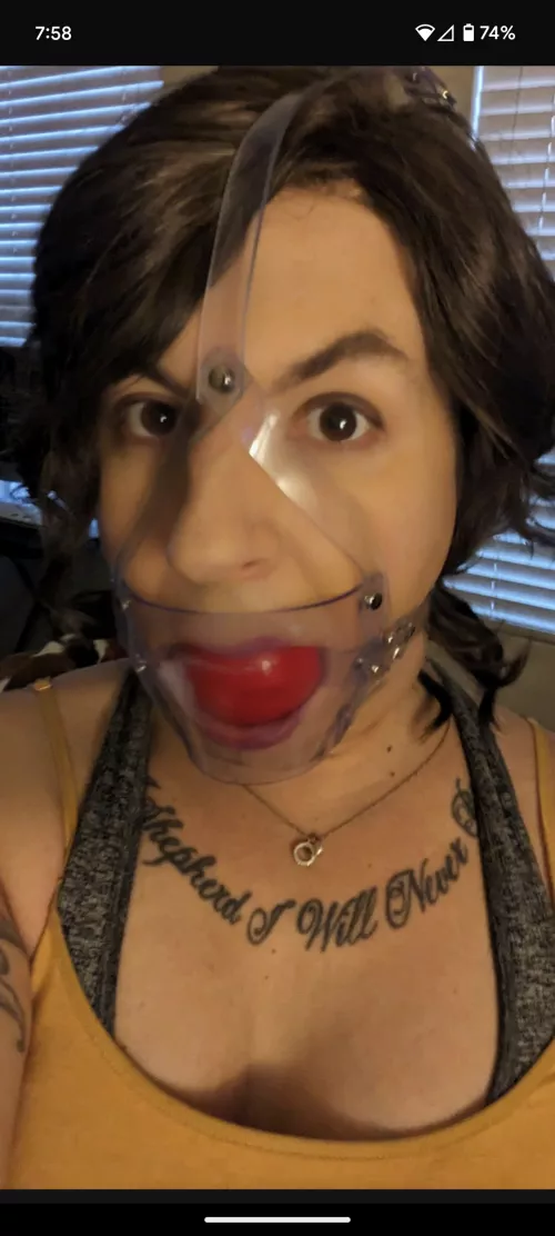 When you want me quiet but still see my pretty lips.  by LaurenHollandBondage