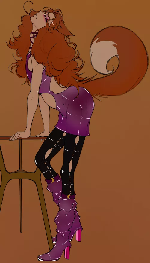 Yuneno modelling another rubber outfit (art and character by me - AkKik!) by AkKik-Maujaq