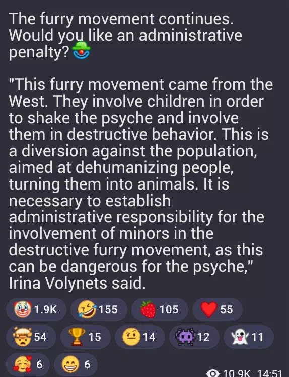 If you're a furry in Russia, then obviously you probably shouldn't live in Russia (Am I outlawed now? Help!)  posted by KayCraftYTRus