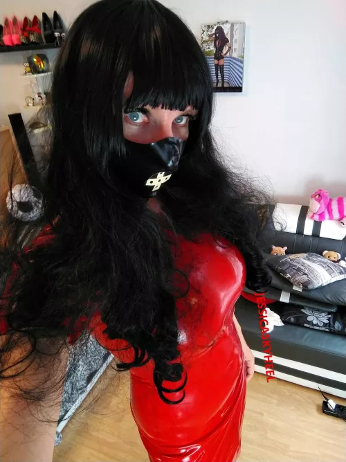 In my red latexdress by jessicaskyheel