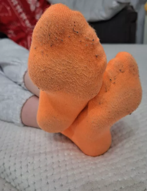 My cute new orange ankle socks got a little dirty (f) by Sophia_socks
