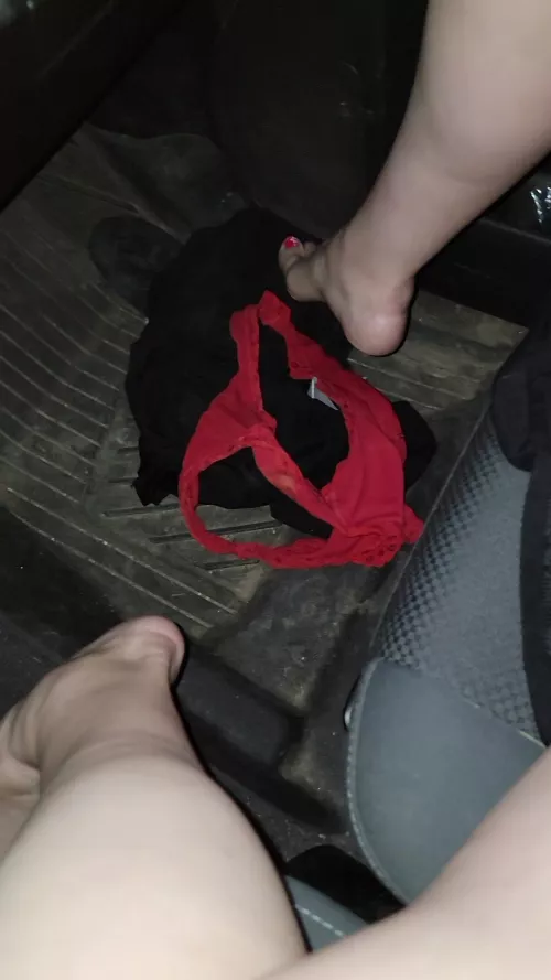 On the floorboard of our truck by smalldickhubbyx