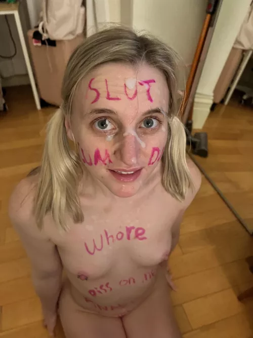 Prettiest on my knees with cum dump written on my face by bunnybuttstuff