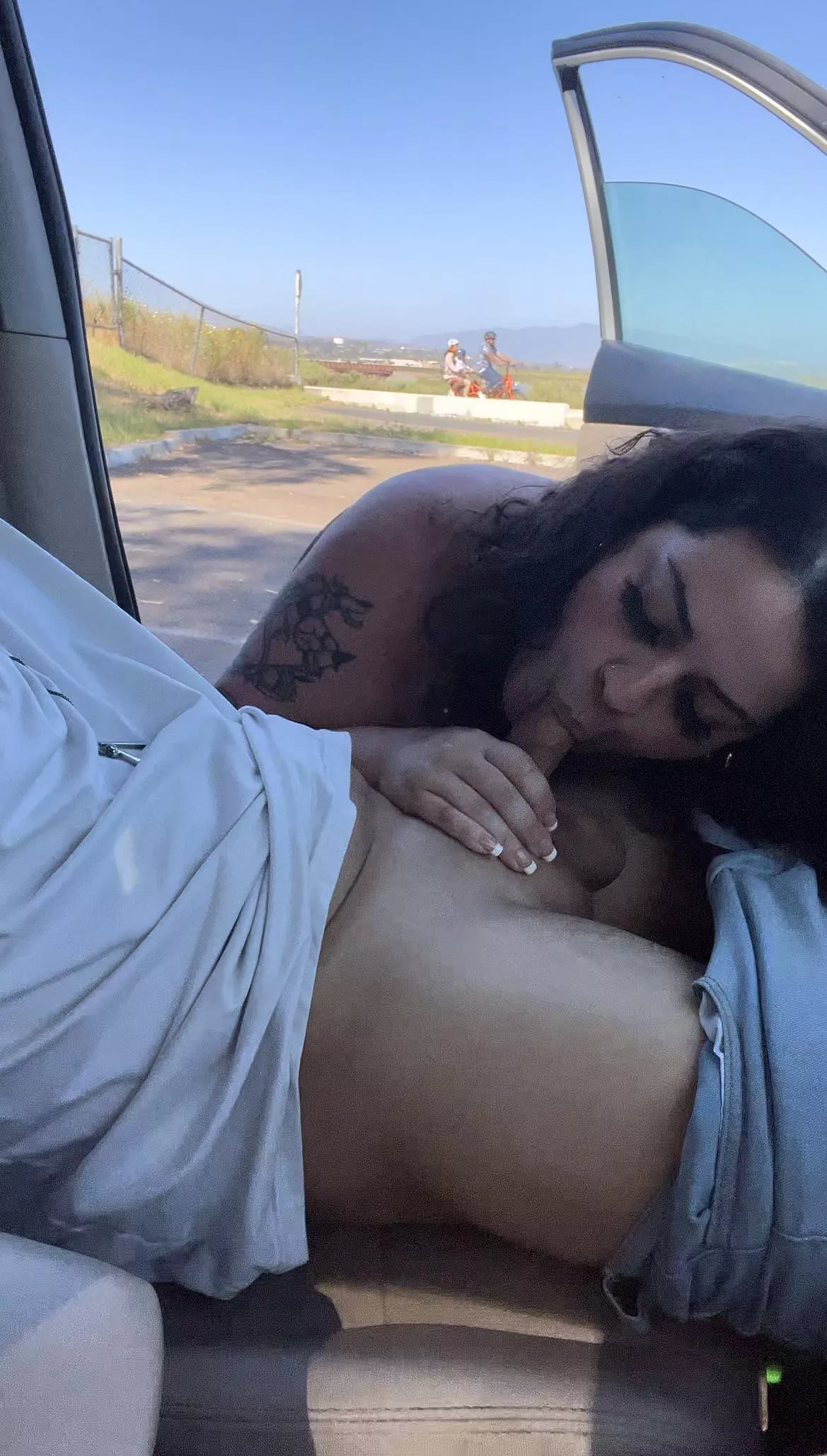 Sucking cock in public , don’t care who watches posted by bigtits_brat