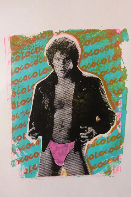 The Hoff in pink - acrylic on paper  by Iz_Datafing