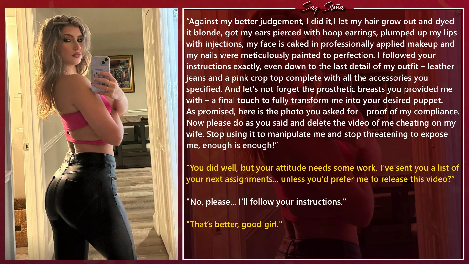 The next assignment posted by SissyStories01