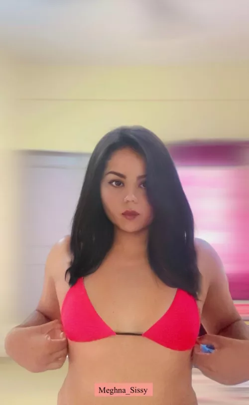 Do you think red bikini looks good on me ?👙 by Meghna_Sissy