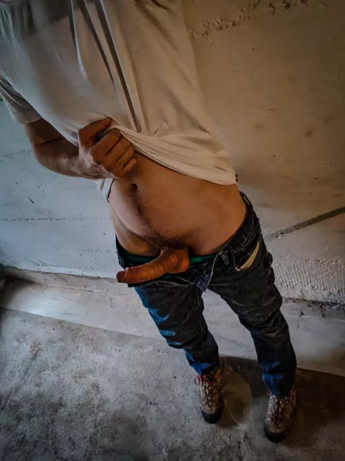 Just did some yard work and got hard putting the tools away. (Apartment building 😏) by Detgeromu