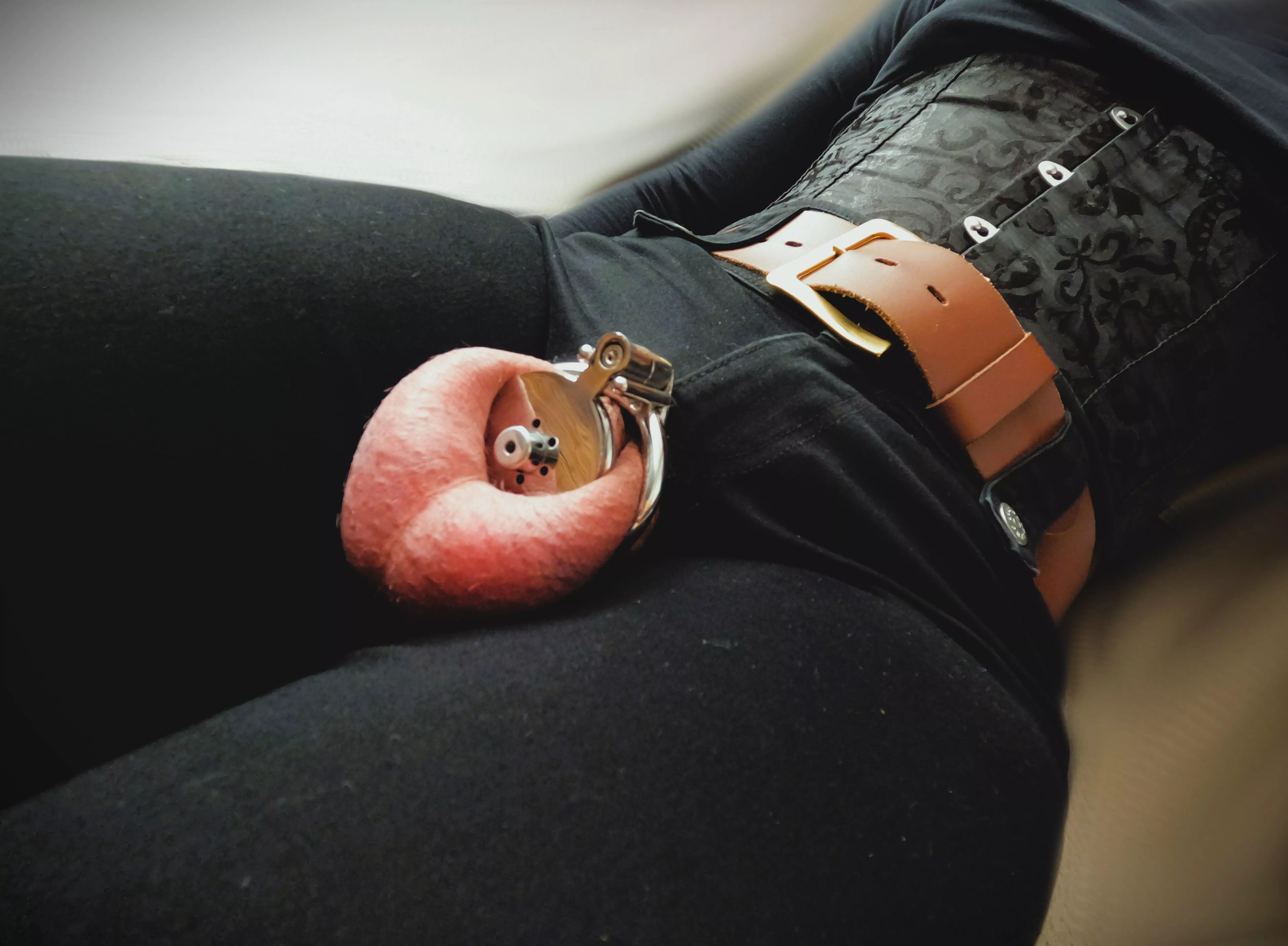 just relaxing with cage and corset on posted by Wonderful_Maybe_5146