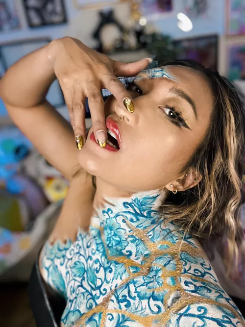 Kintsugi inspired bodypaint by Seekaysee by seekayseee