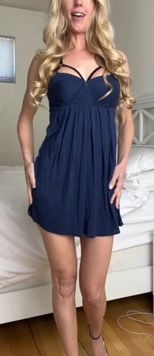 Let’s hope the hot new guy likes blondes in blue.  by PetiteBlondeMel