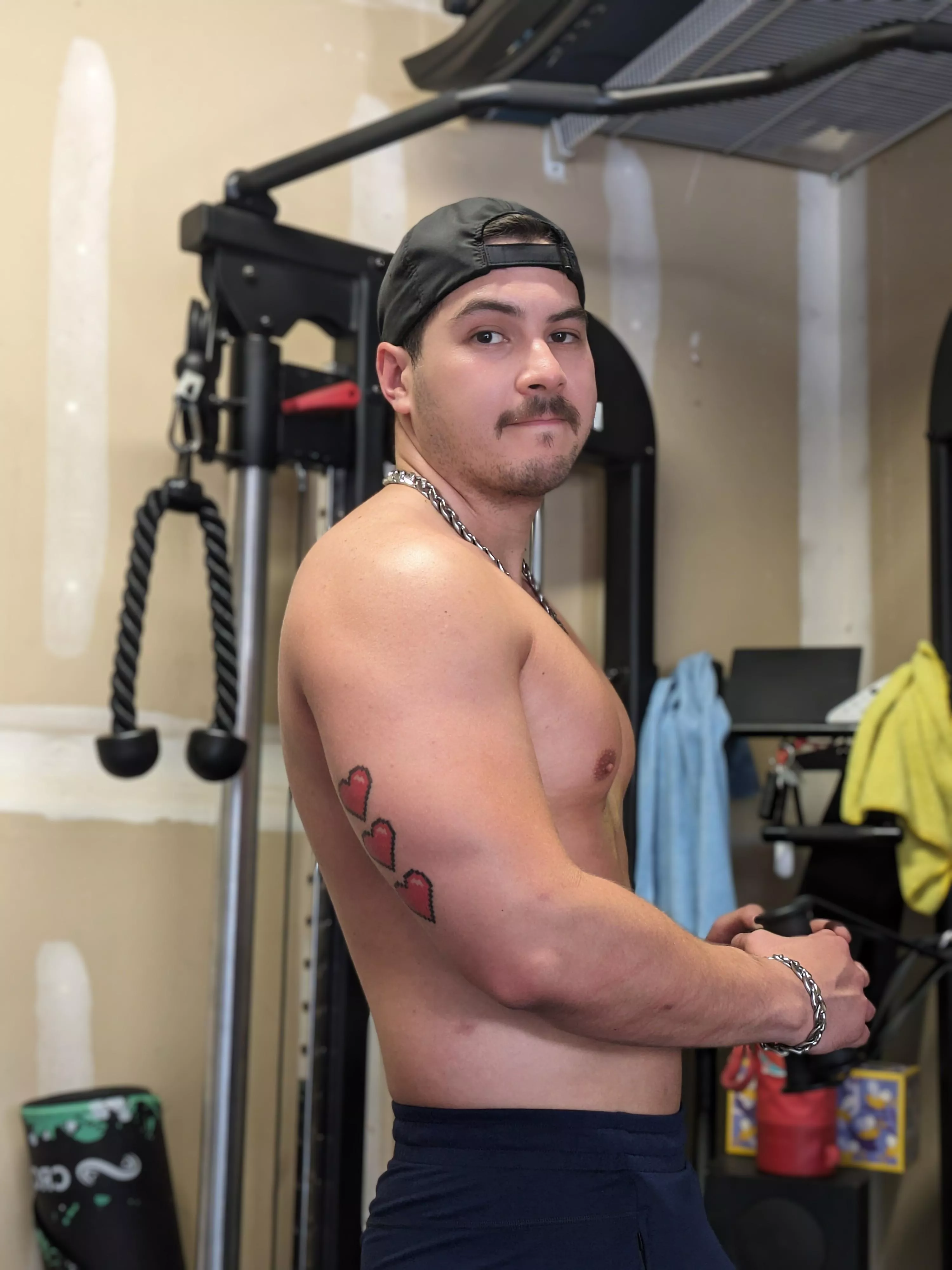 Shirtless workout featuring a mustache. How do we feel about it? posted by Bicyclo123