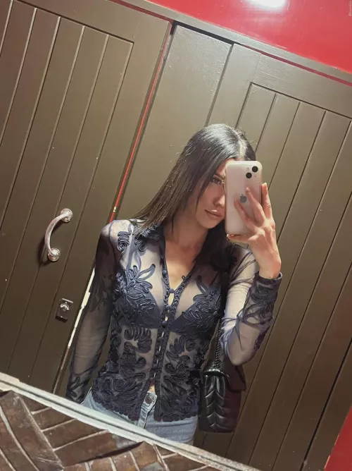 That pattern doesn't exactly hide her bra in her sheer shirt by Front-Butt