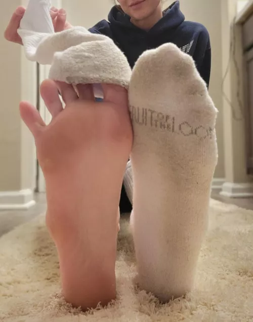 Would you worship my big soles after I peel these stinky white socks off? ✨️🥵 by MeganSoles