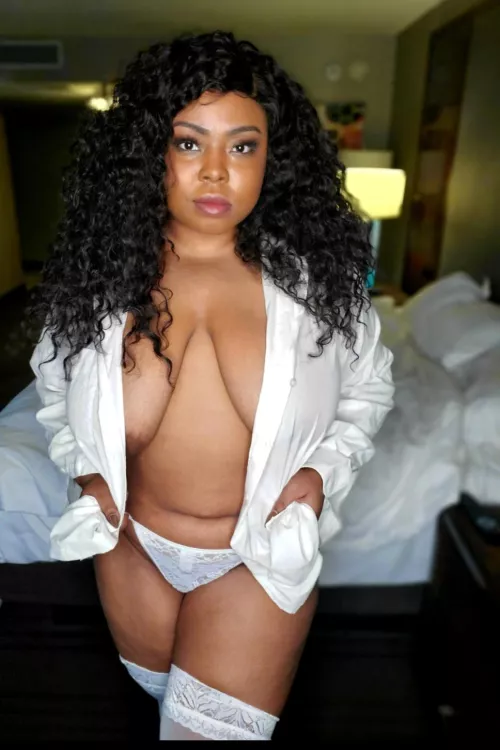 Hot black chick in white  by Coratexplorer