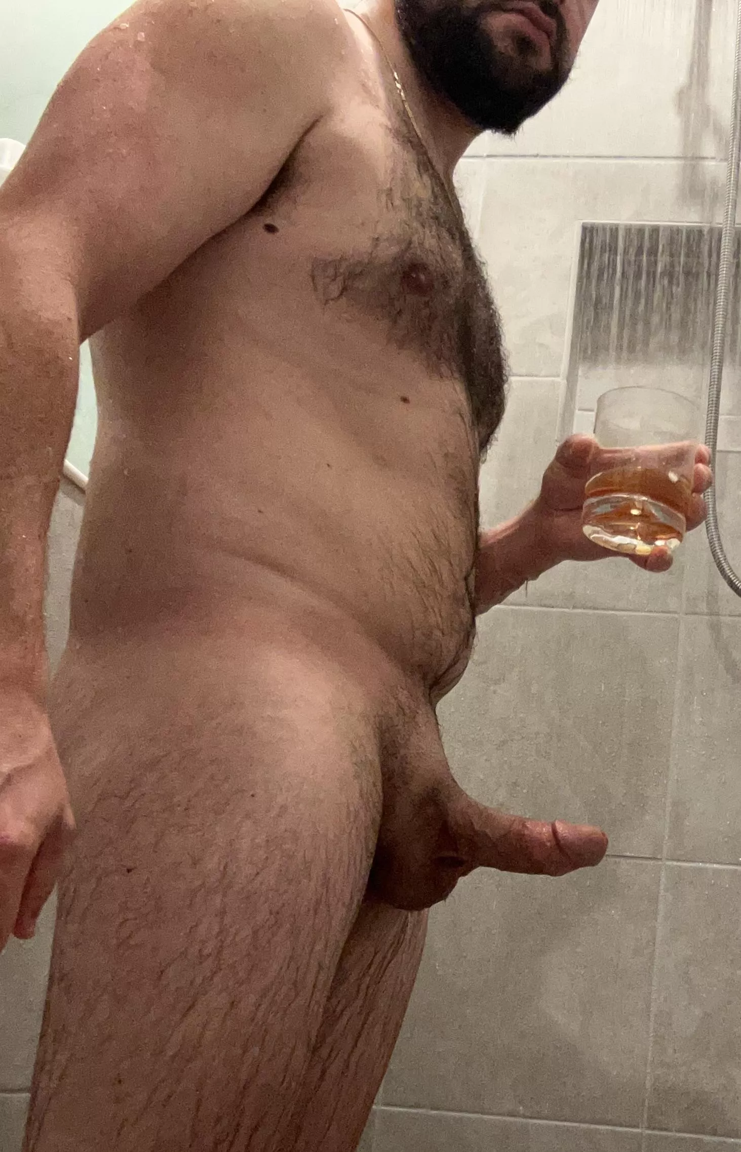How many other dads enjoy a shower bourbon after a long day? posted by hottubcouple606