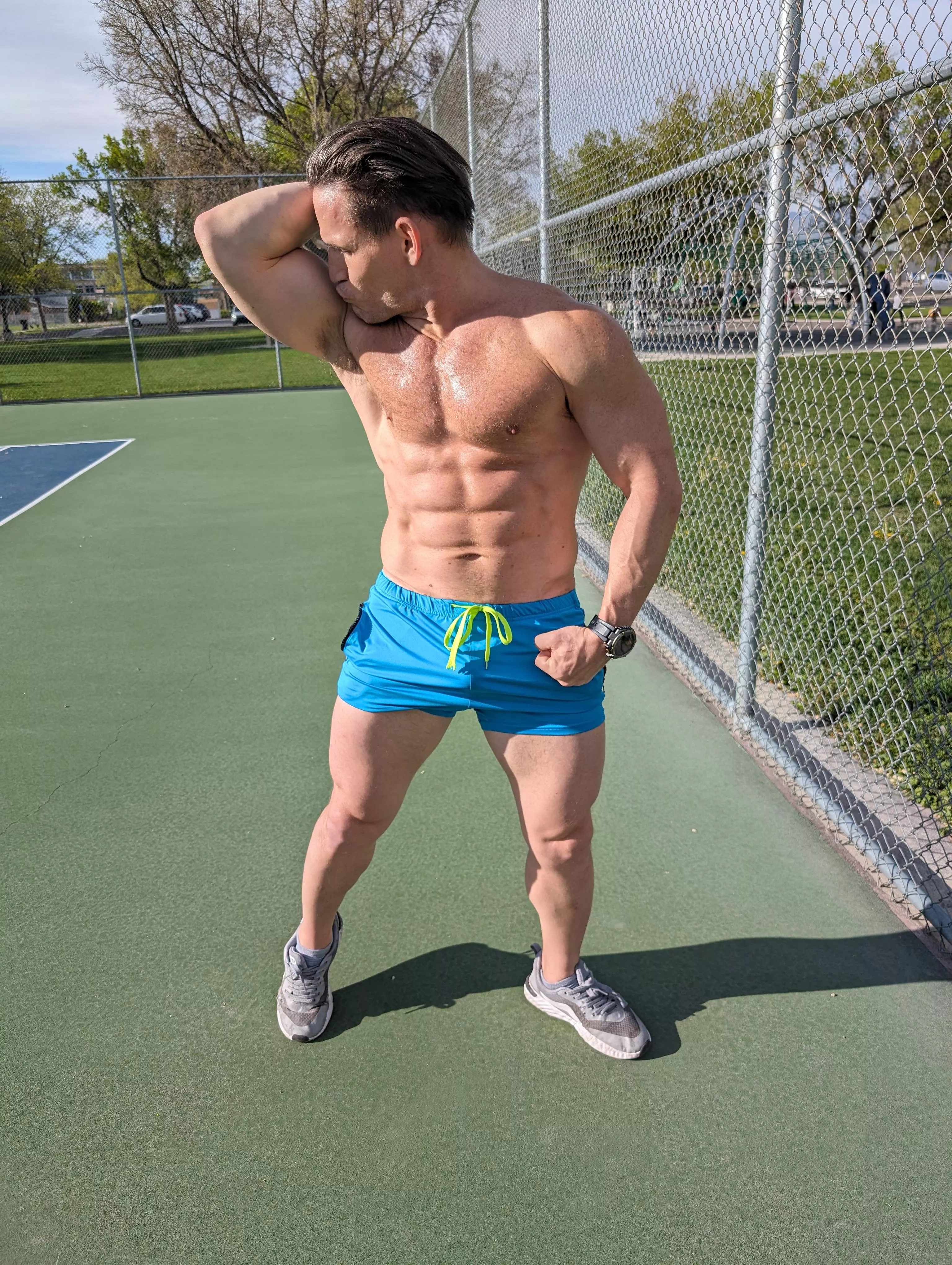 Sniffin my armpits after tennis. Wanna sniff? posted by gayvittles