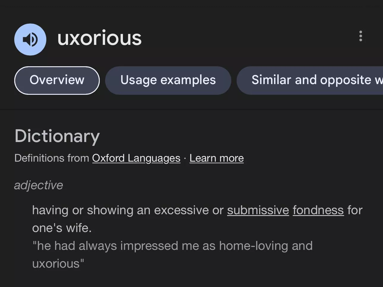 Word of the day: uxorious posted by bossyzaftig