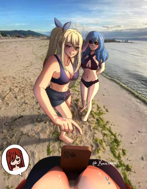 Erza boob camera challenge ft Lucy and Juvia (lenxzarrius) [Fairy Tail] by MillionHypotheses
