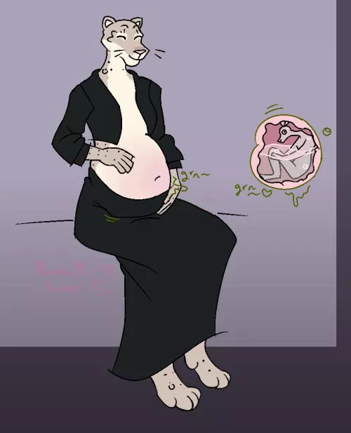 {image} Small snack (llamutt_lumen) [furry] [F/?] [Female snow leopard pred] [unwilling prey] [size difference] by llamutt_lumen