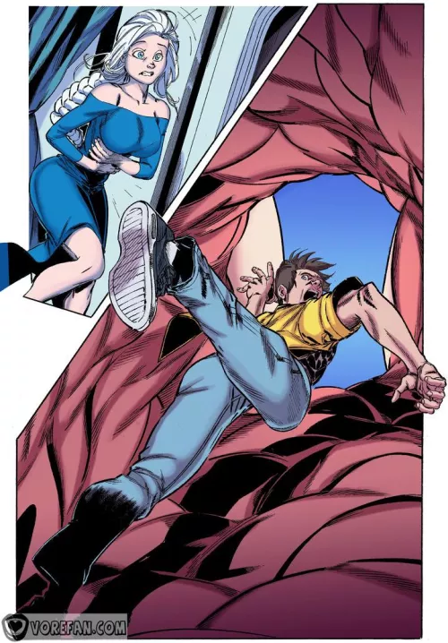 {image} Trapped in Ice? (Gabriel Rearte) [oral vore, unaware, giantess, shrunken man, sizeplay vore, crossover, fan art] by Cezar_Nix