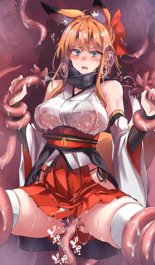 Just a hot foxgirl with some slimy tentacles by LightRaveX