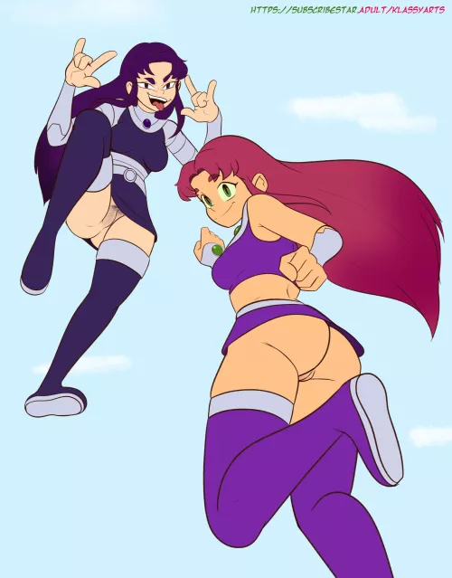 [Klassyarts] (Teen Titans) Blackfire and Starfire don't wear underwear. All characters are adults by villianrules