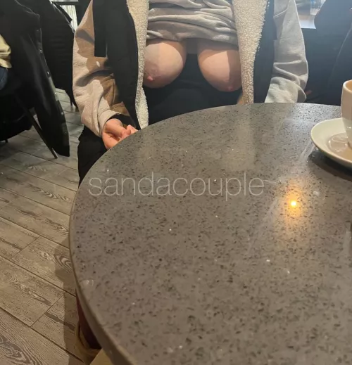 My date didn’t expect me to pull out my tits at a busy coffee shop by SandAcouple