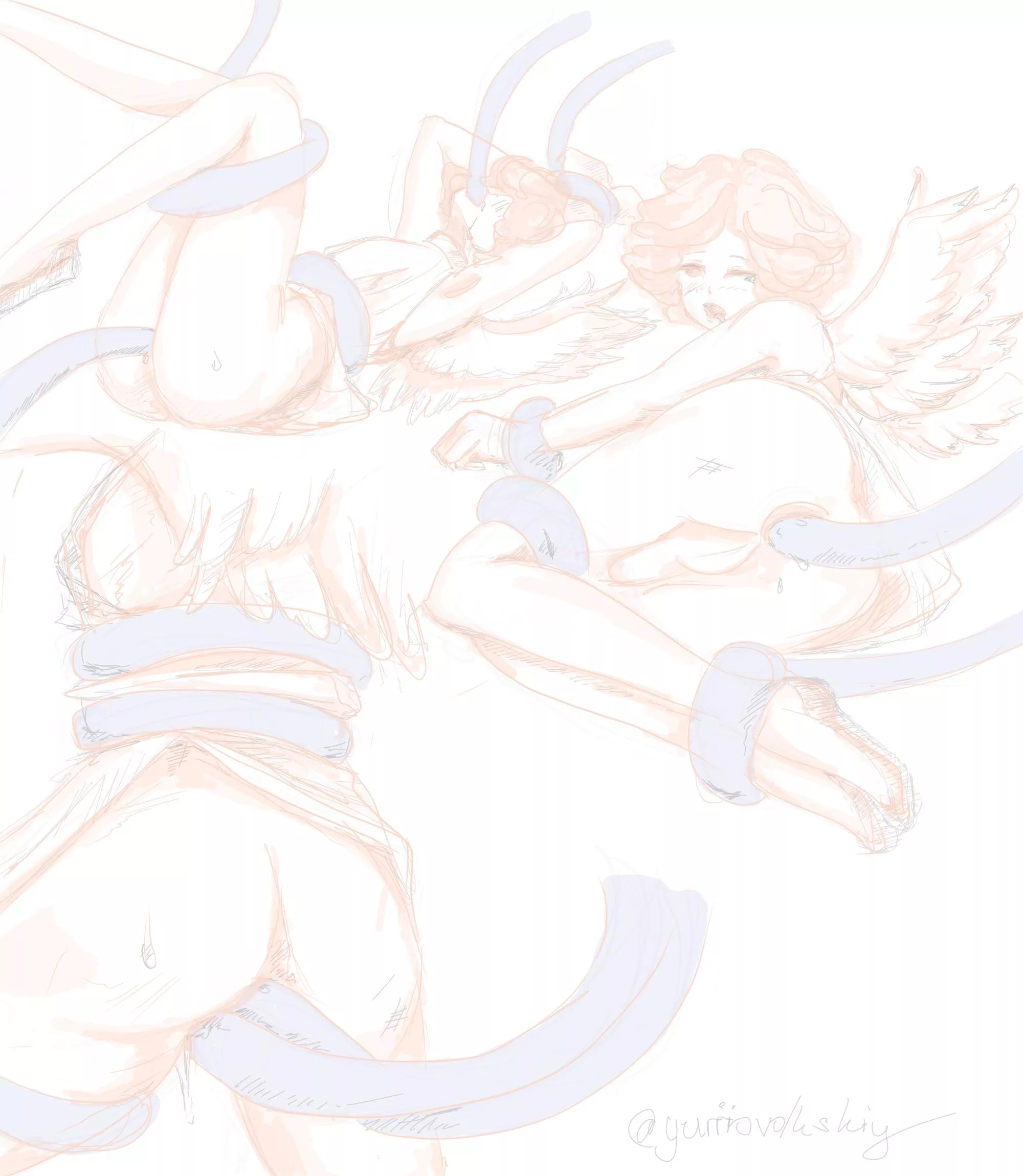 Angel trapped by tentacles, yuriiovolkskiy posted by yuriiovolkskiy