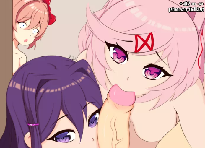 Natsuki and Yuri agree to share by The_Fish_Art