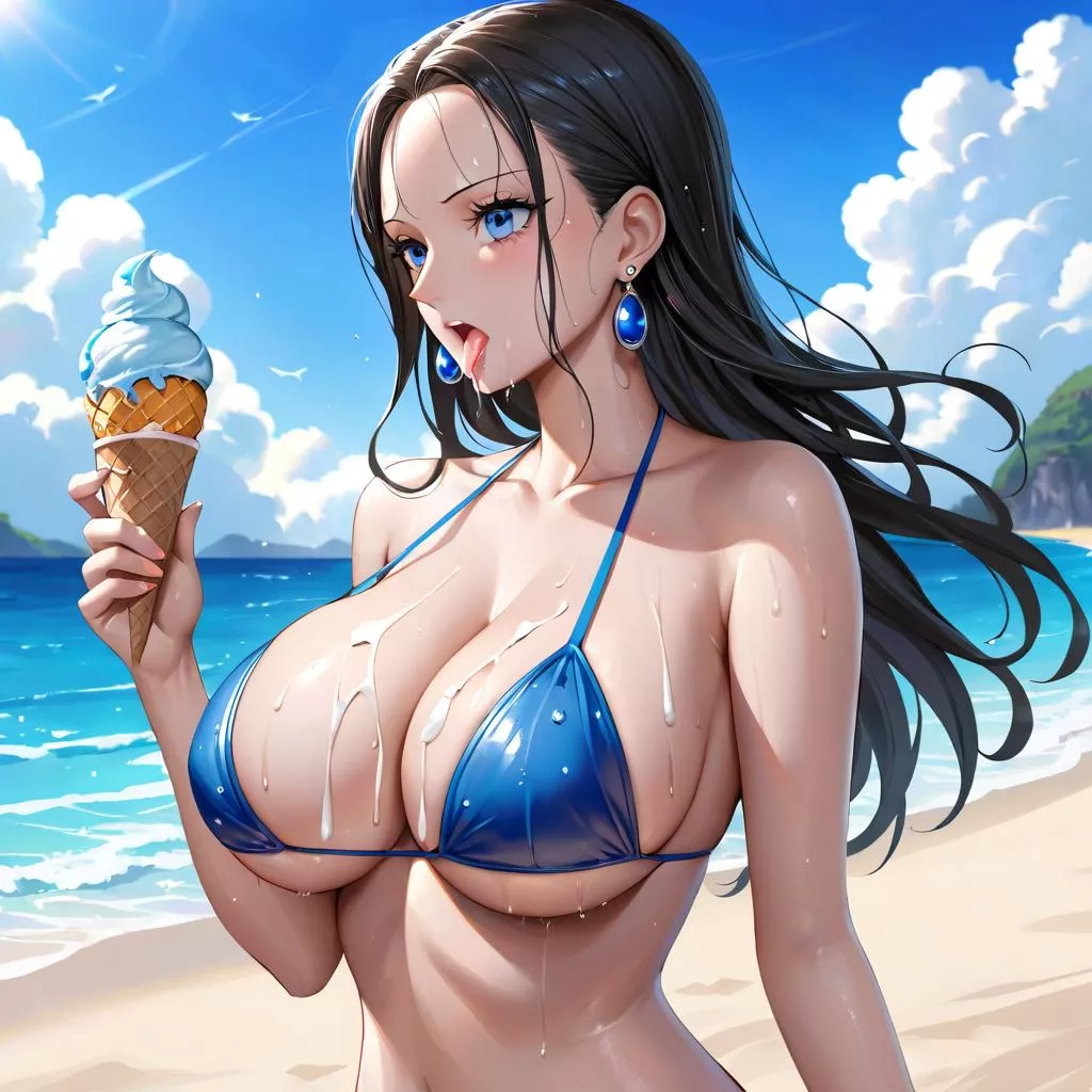 Nico Robin eating ice cream 3 posted by The_Dream_Edge