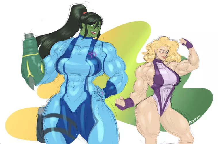 She-Hulk and Samus costume swap [@BeskyU] by TheTMoneyMan