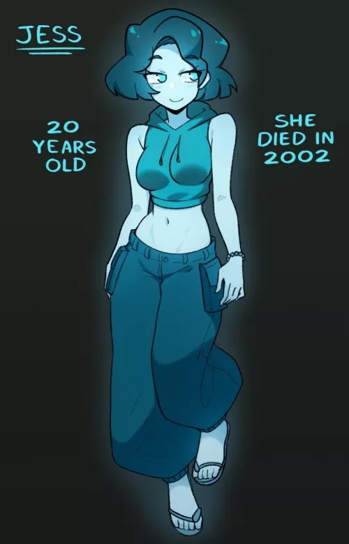This is Jessica, a ghost girl stuck in the 2000s. (OC by Tobias Wheller) by velocolizard
