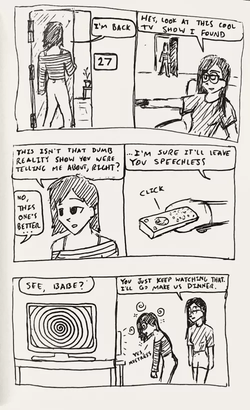 Just doodled a quick little hypnosis comic by tornblackjacket