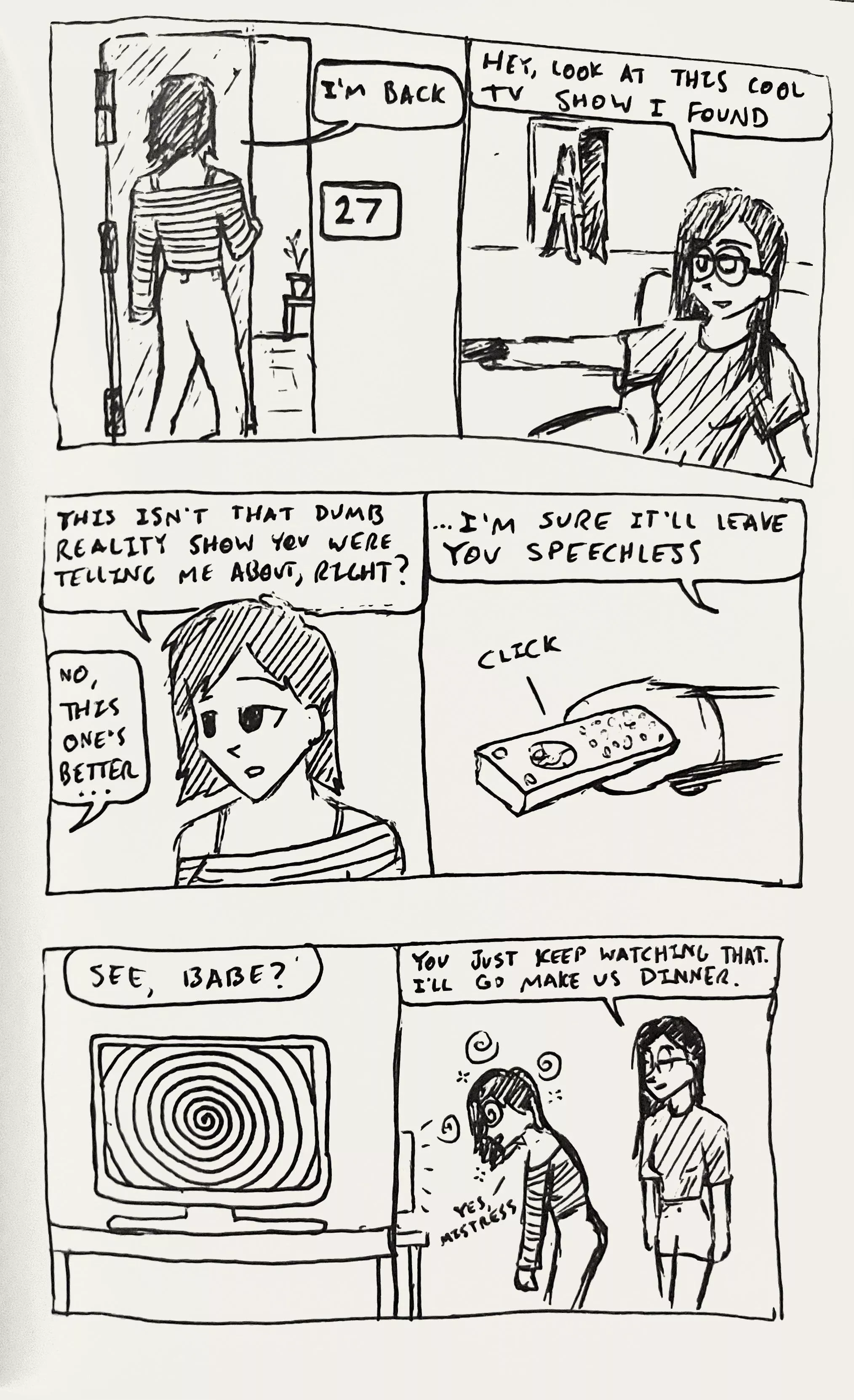 Just doodled a quick little hypnosis comic posted by tornblackjacket