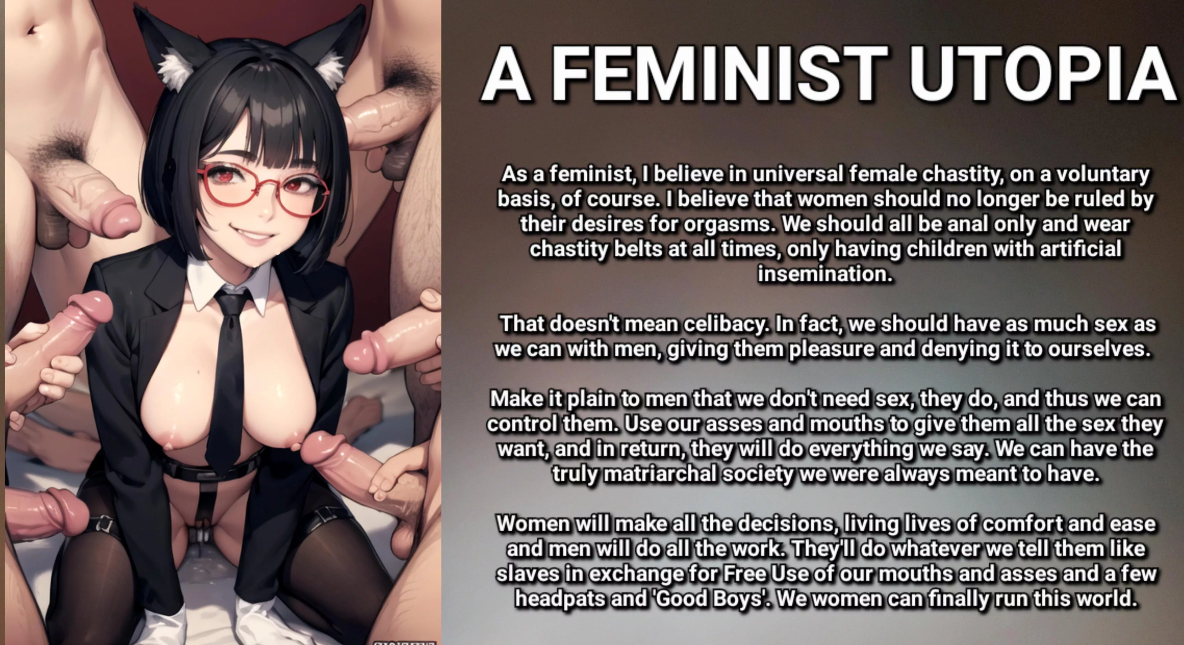 An Anal Only Free Use Chastity Feminist Utopia [Ai Generated] posted by CussingCats