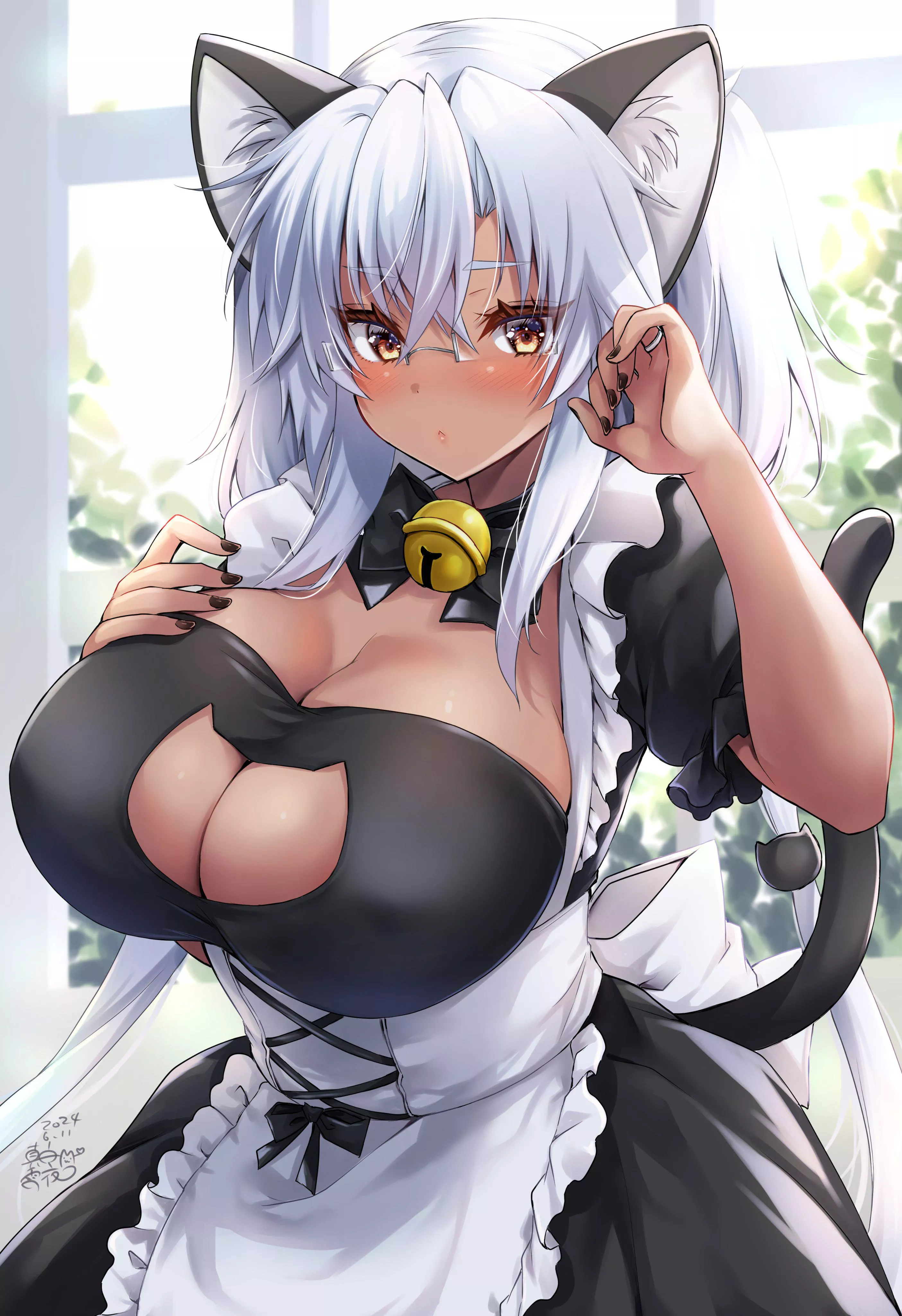Buxom Dark-skinned catgirl maid (Mashiro Yukiya) posted by NekoEmiChan