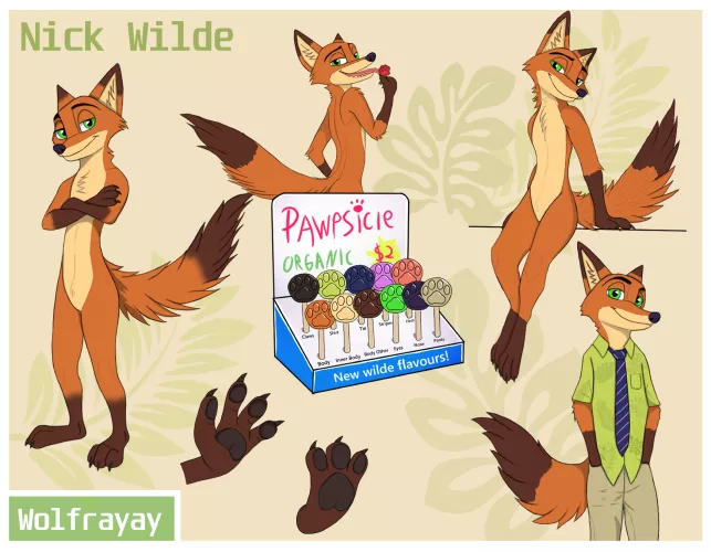 Nick Wilde Refsheet (Art by me) by Wolfrayay