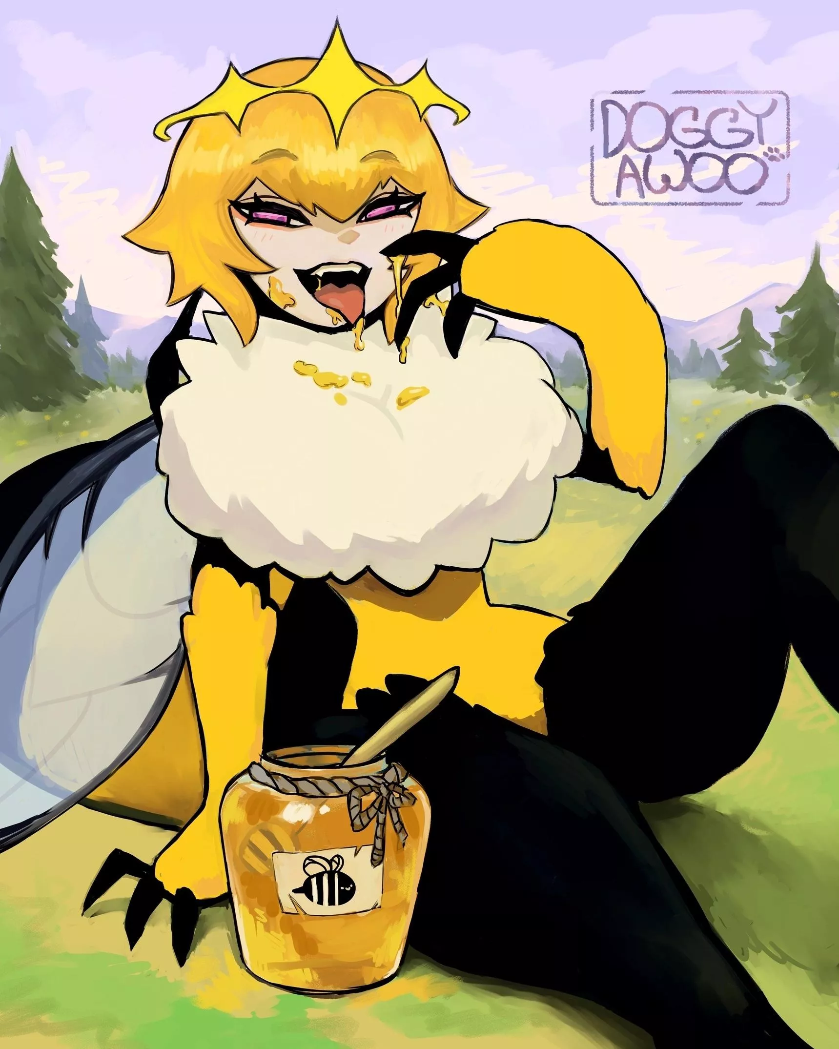 Bee Queen 👑 Bee loves honey, who loves bee? 🐝 posted by DOGGYAWOO