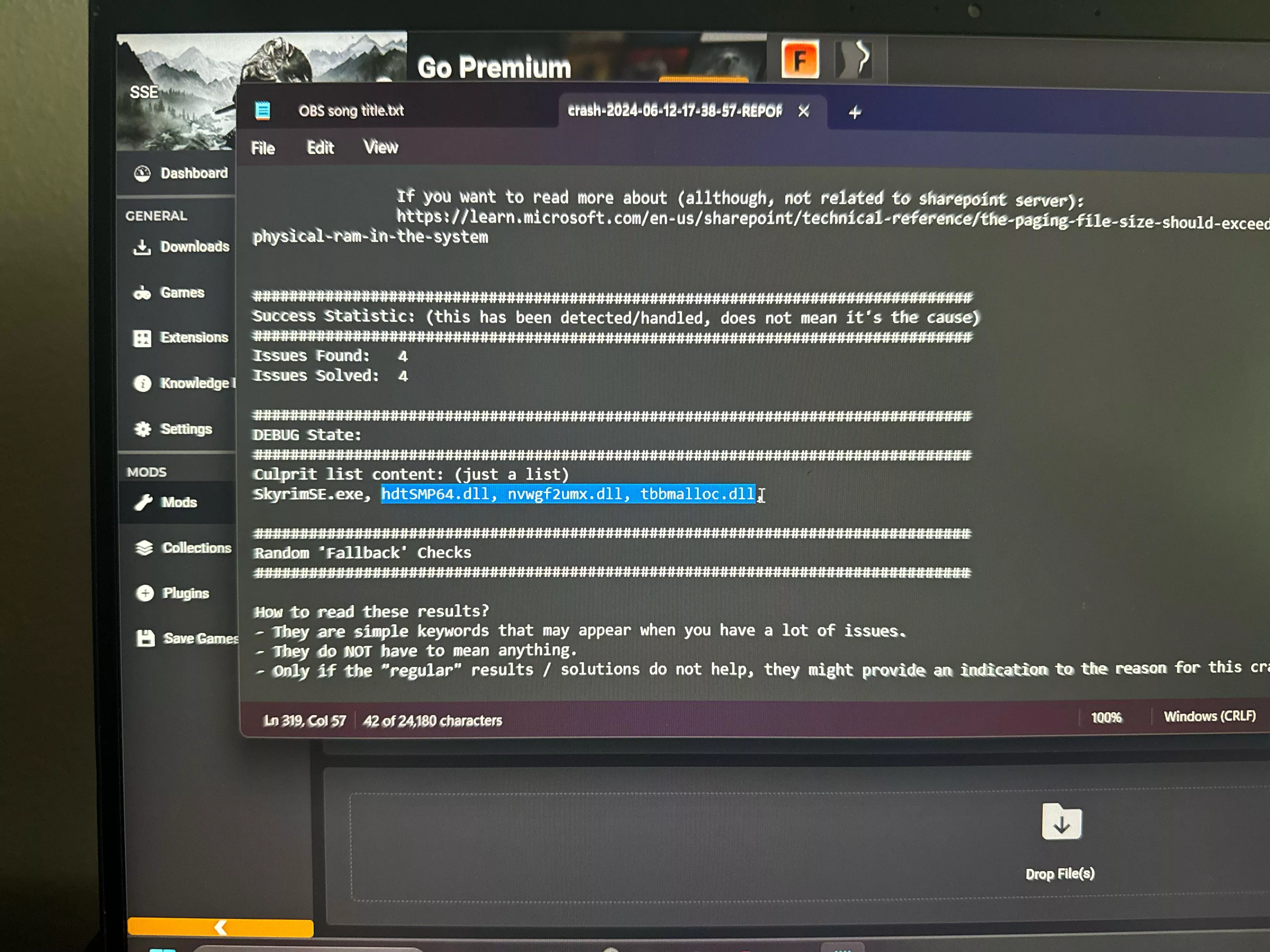 Crash logger analysis says a mod is causing problems that I don’t have installed posted by hi11111111112