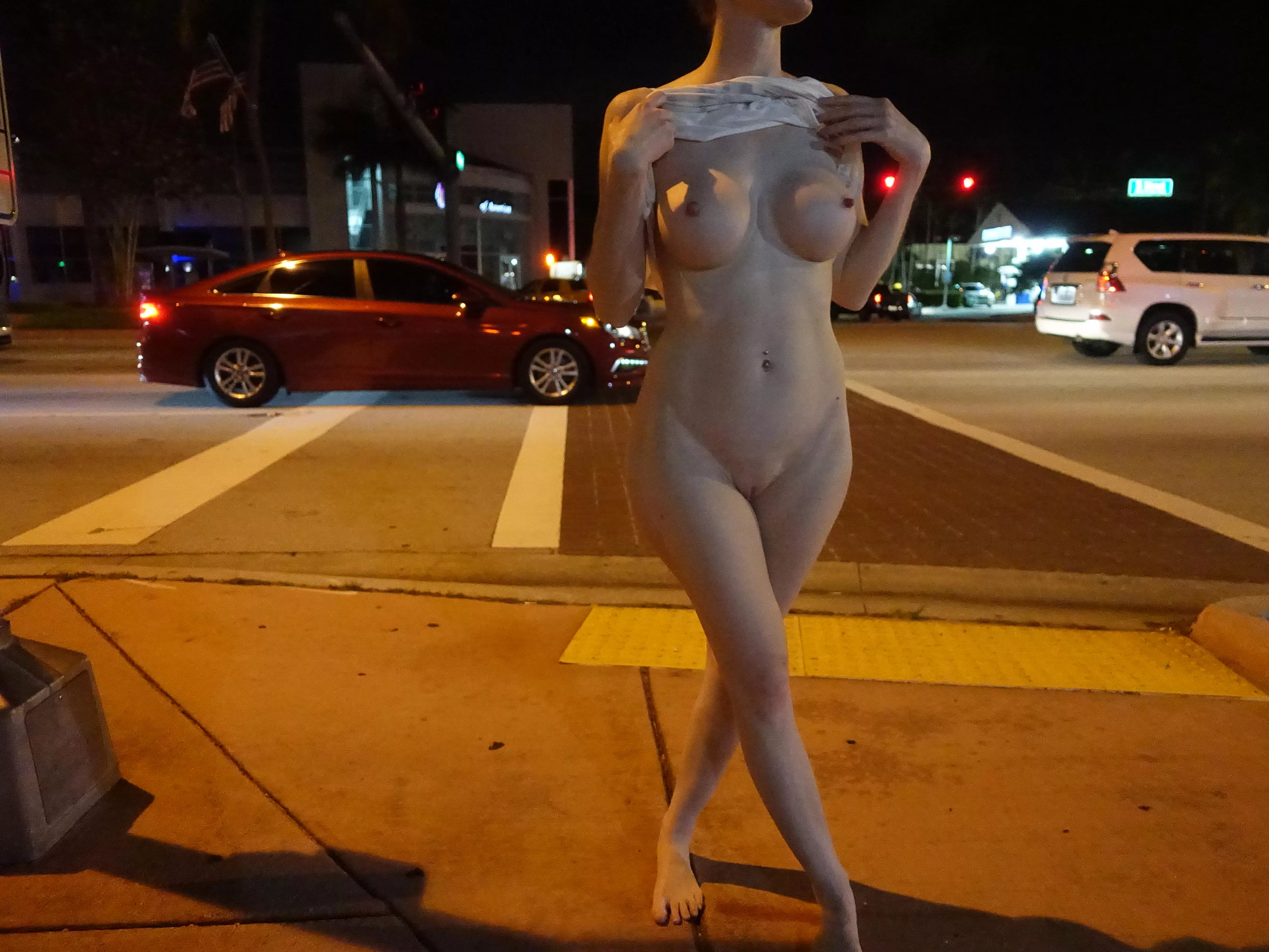 Flashing in front of a busy street! posted by miaexhib