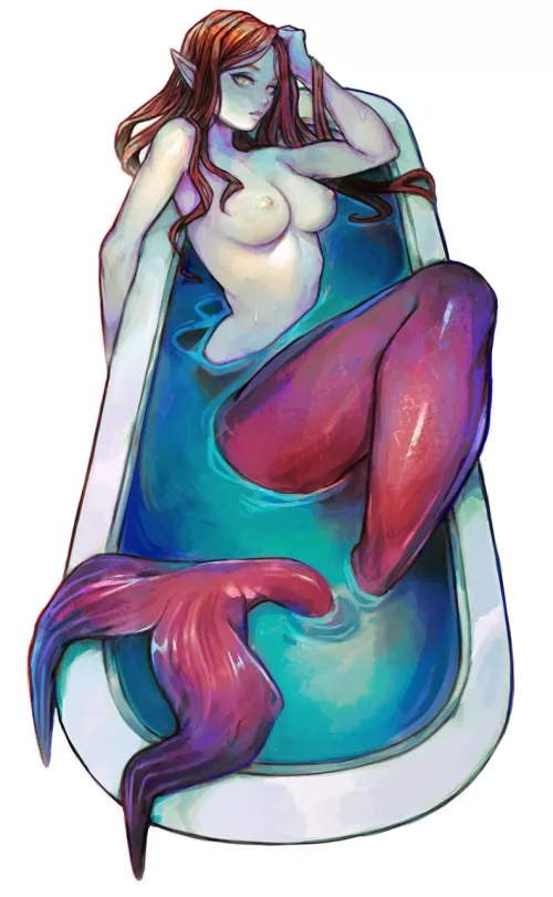 Mermaid in a bathtub  by MoonyLikesCum