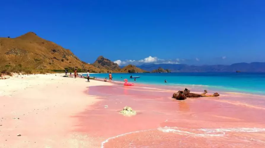 Pink beach in Indonesian  by mighyarr