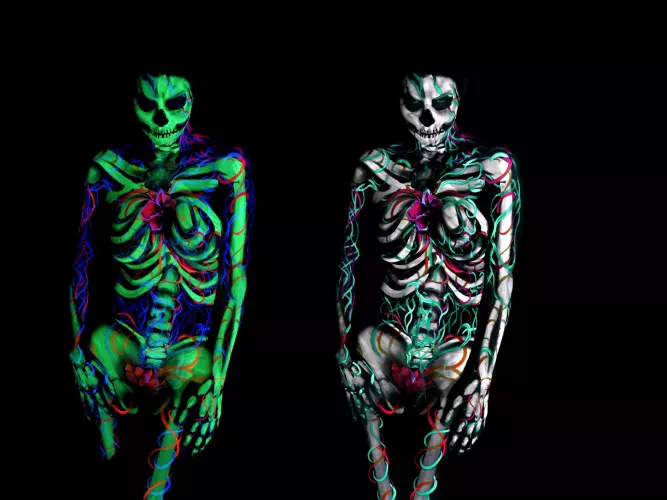 Victoria Sun - UV vs Regular Light by fleshandcolor