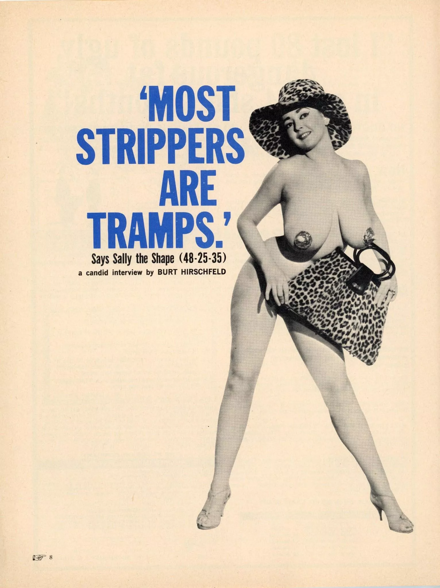 Burlesque beauty Sally the Shape in an article from Dapper Magazine, 1966 posted by Exciting_curves