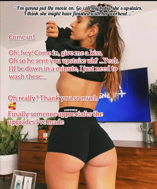 'It's so nice having your best friend home honey! He's so kind and sweet 🤩 He was so embarrassed when he caught me half naked today that he kept complimenting me instead of leaving. You're right, let's invite him to our pool party this weekend, g by virtualsafetycar96