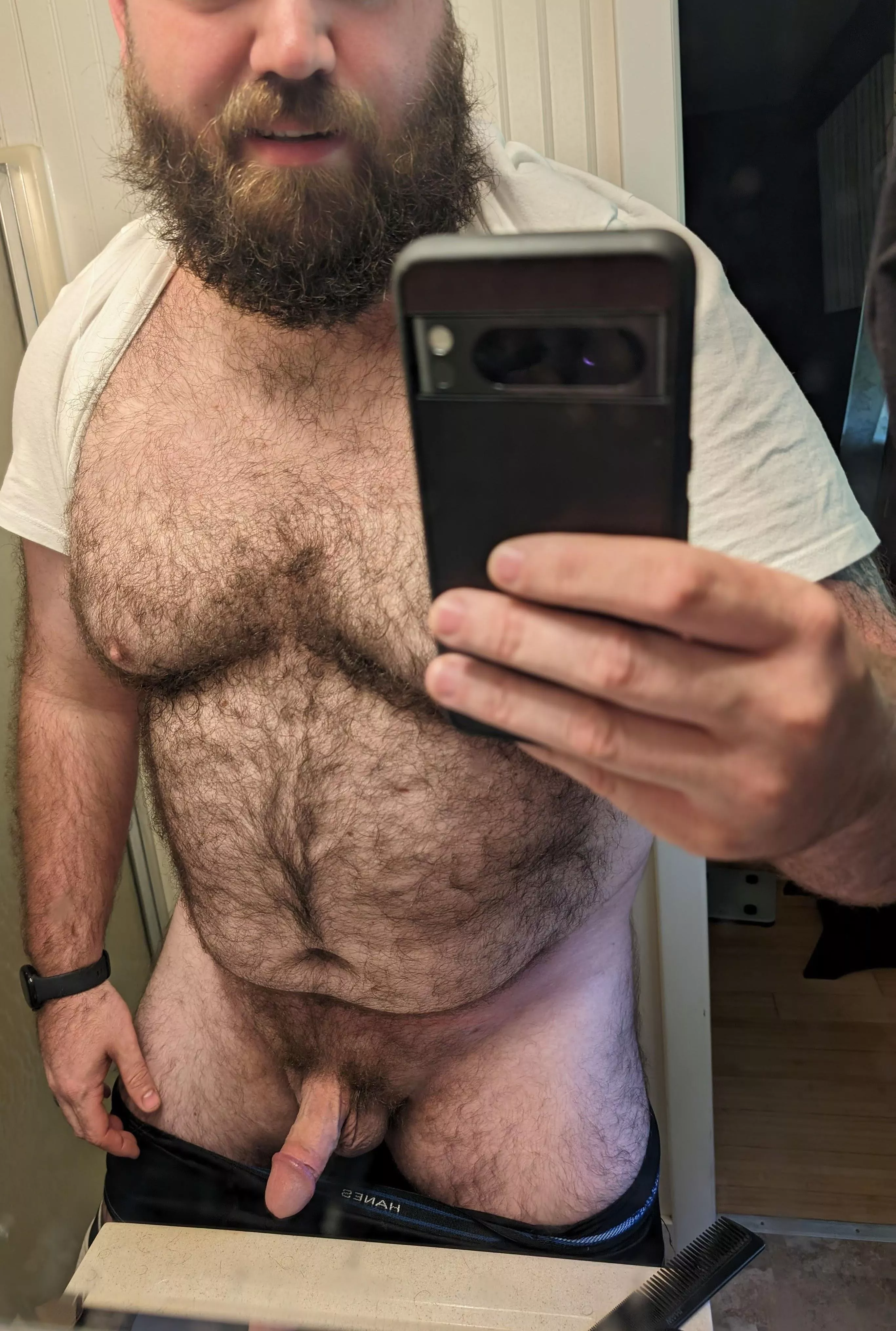 Man today is getting warm. Better stay like this for the rest of the day to stay cool. 😏😈 posted by BeardedAnonnn